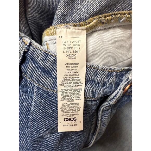 ASOS DESIGN Men's double pleat jeans in Med  blue 30 x 34 - Picture 2 of 5